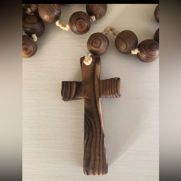Large Catholic Wooden Rosary Prayer Beads - Picture 4 of 6